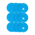 Set of 12 BOCE round coasters on a white background