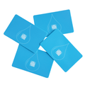 Set of four blue BOĆE drink enhancement cards displayed on a white background, featuring the signature water droplet design.