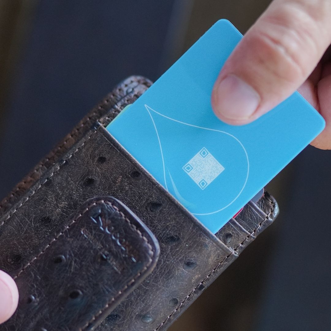 BOCE card coaster being pulled out a wallet